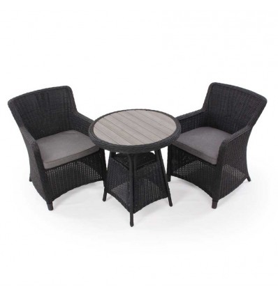 Vista Cafesæt m/2 spisestole - Ø70 cm - Sort
